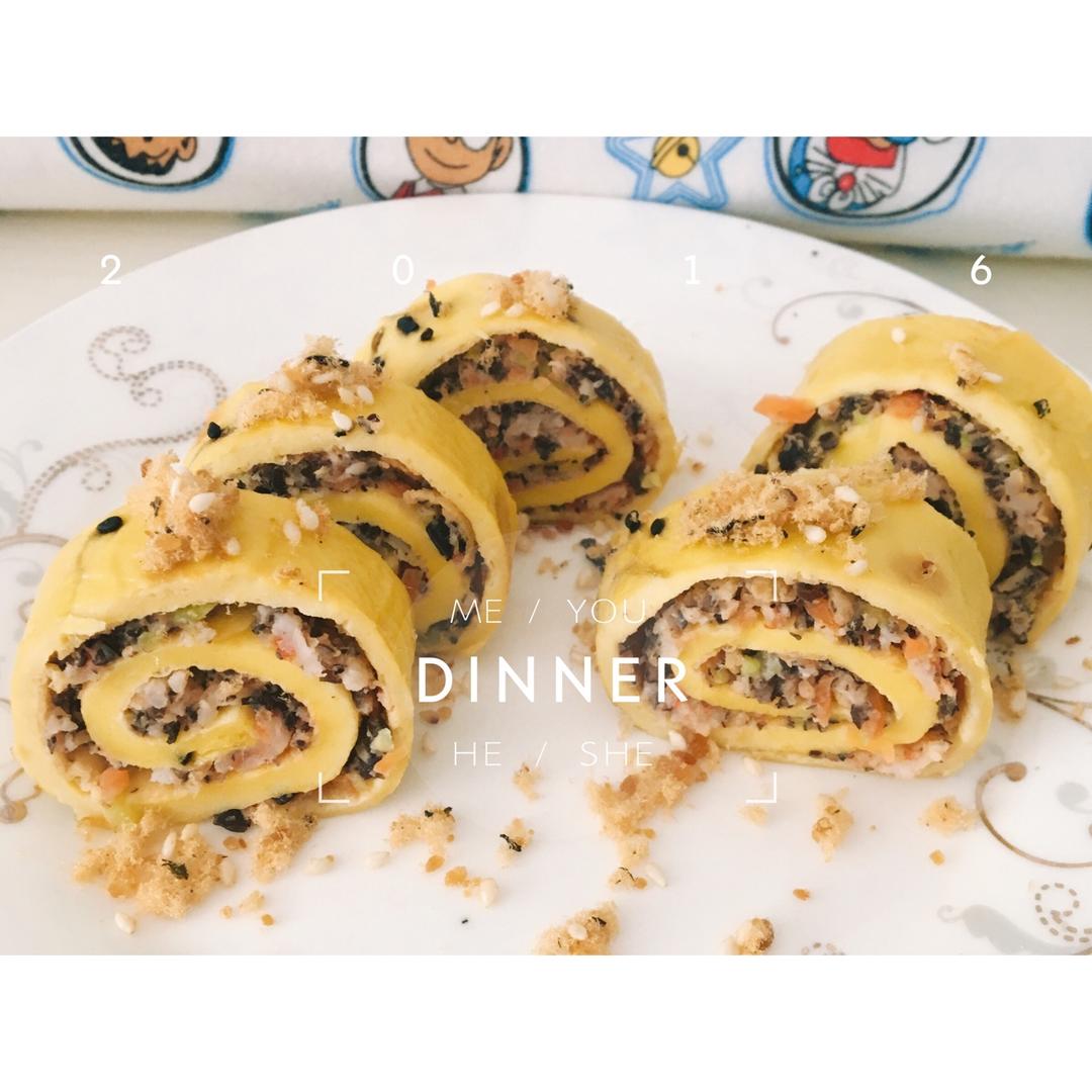 鲜虾鸡蛋卷宝宝辅食精华一岁以上宝宝