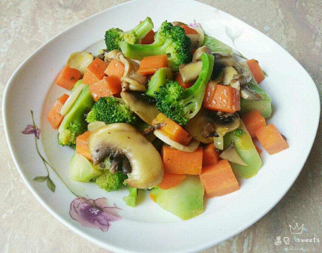 健康低脂家常菜—西兰花炒口蘑