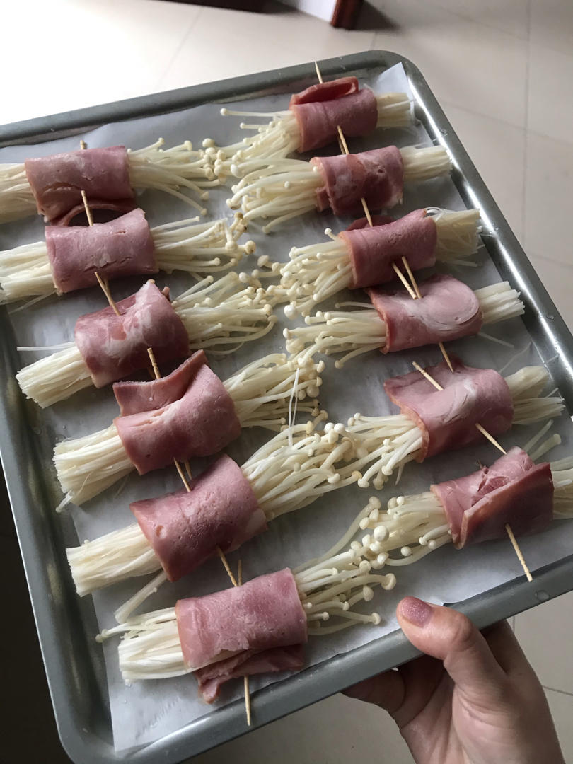 烤箱版-培根金针菇卷