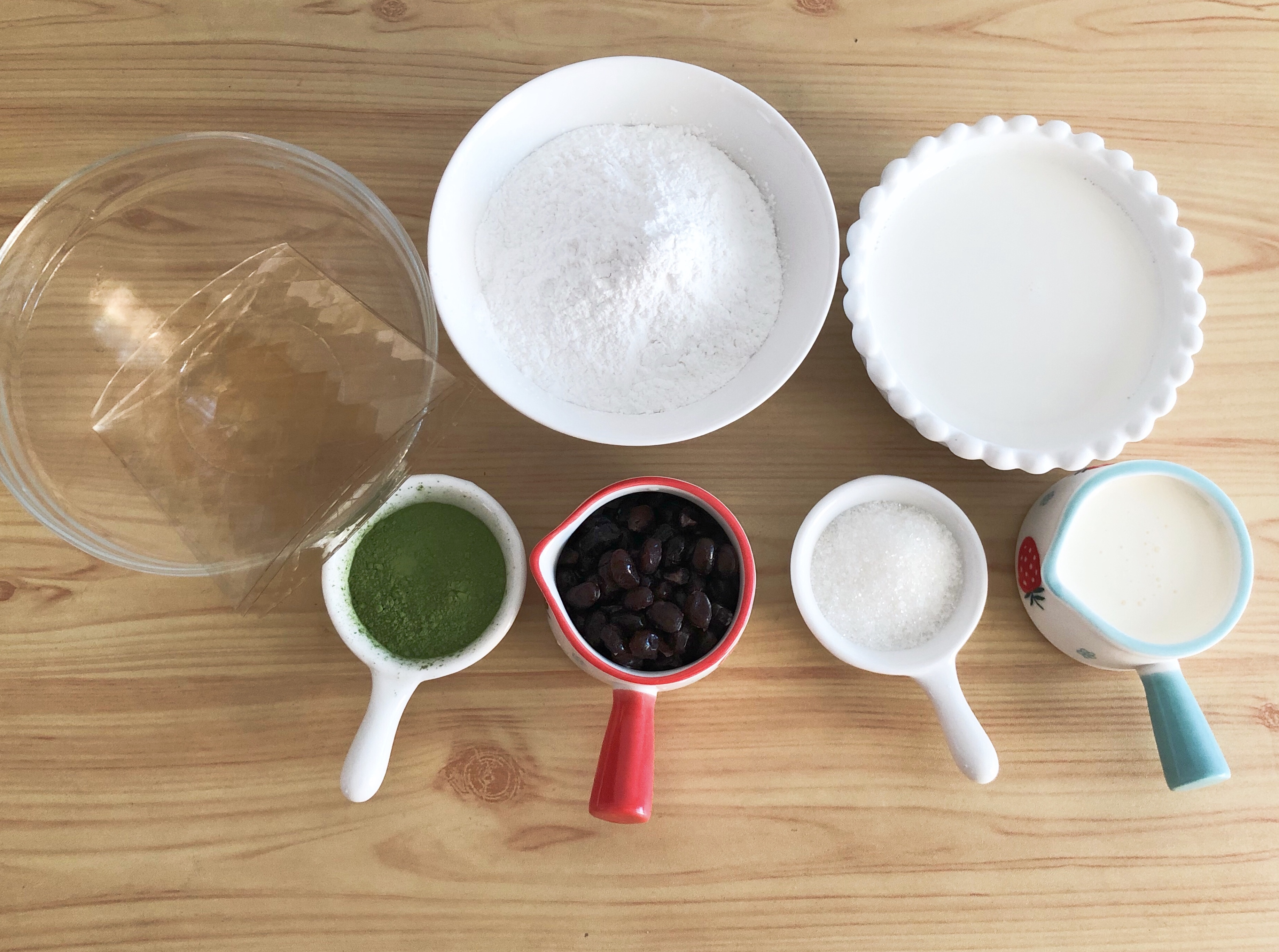 自制下午茶甜品❗️抹茶奶冻白玉丸子🍡的做法 步骤1