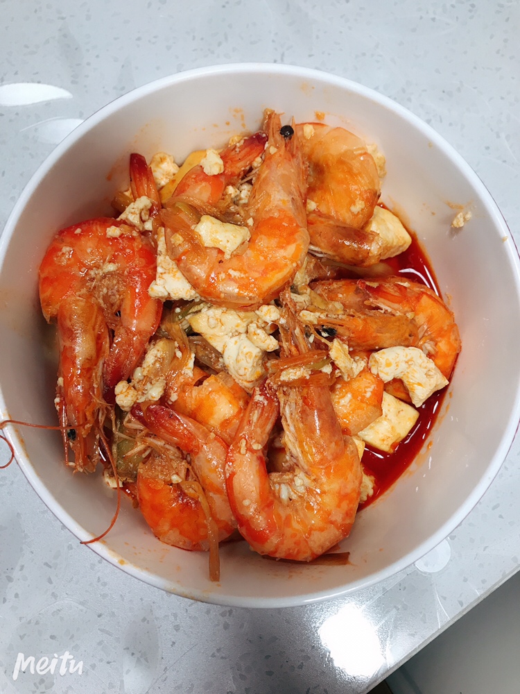 烹大虾烩豆腐的做法