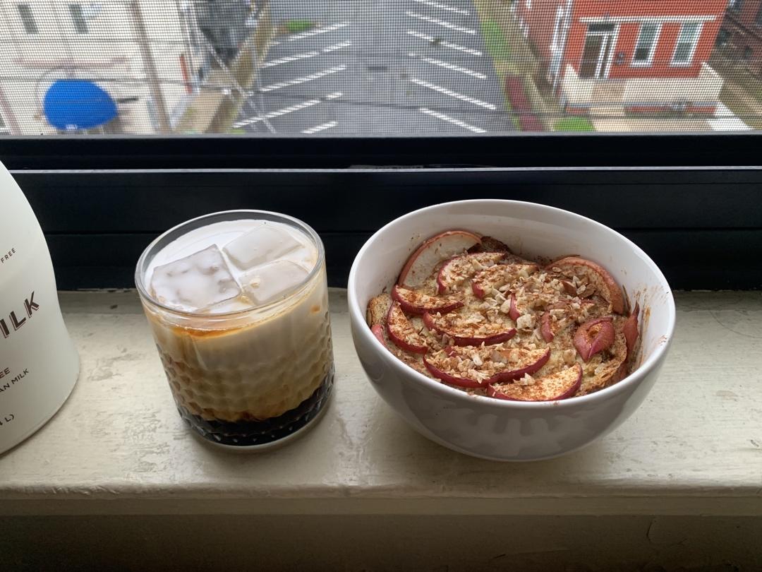 【减脂食谱】苹果吐司布丁