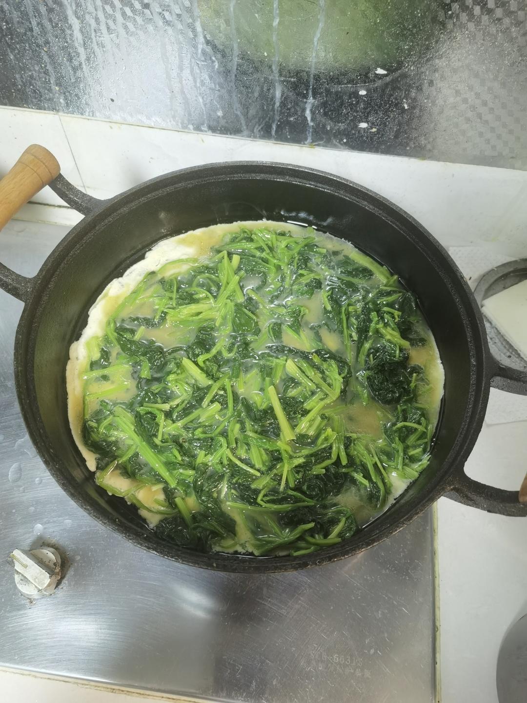 简易版菠菜鸡蛋卷懒人菜