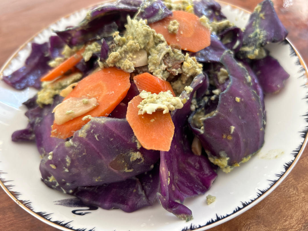 不变色的紫甘蓝炒鸡蛋