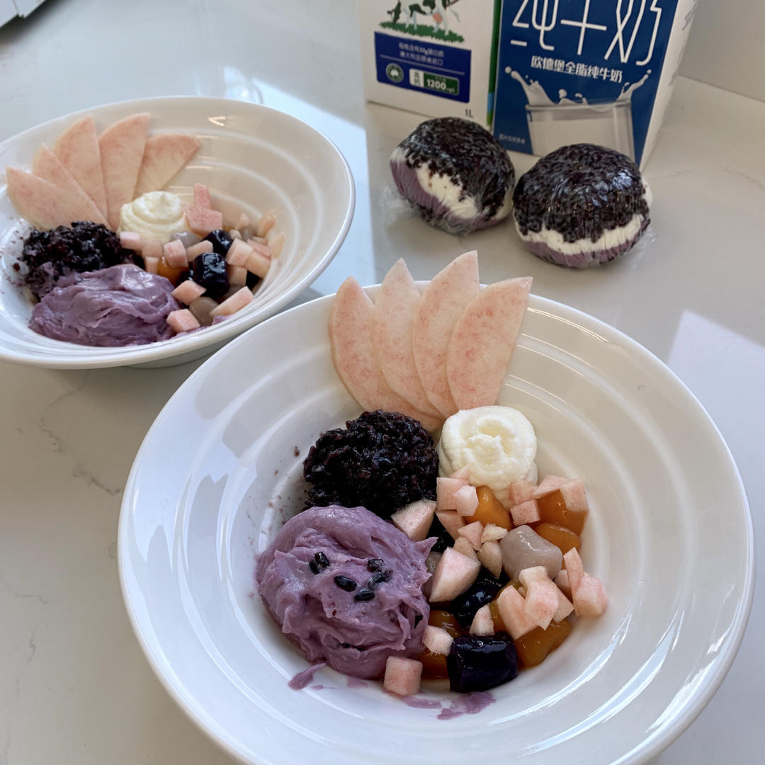 【紫米芋泥奶砖】会煮饭就能做的小甜品！