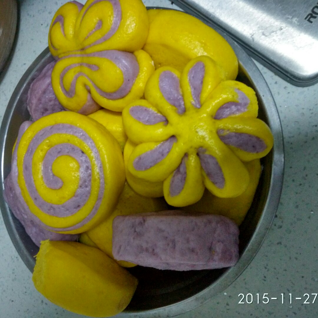 南瓜紫薯花样馒头