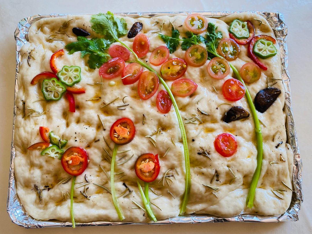 油画一般的意大利Focaccia佛卡夏面包