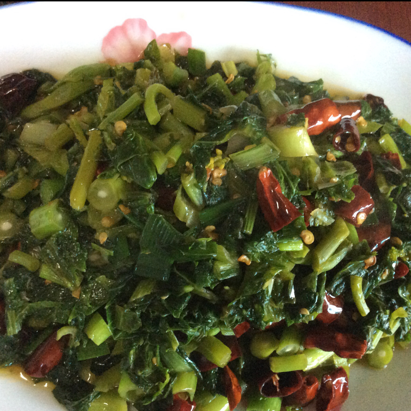 红案白案分享作品晚餐612016年2月26日干红辣椒炒冲菜#晚餐612016