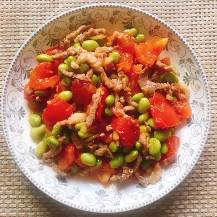 肉末番茄烧毛豆