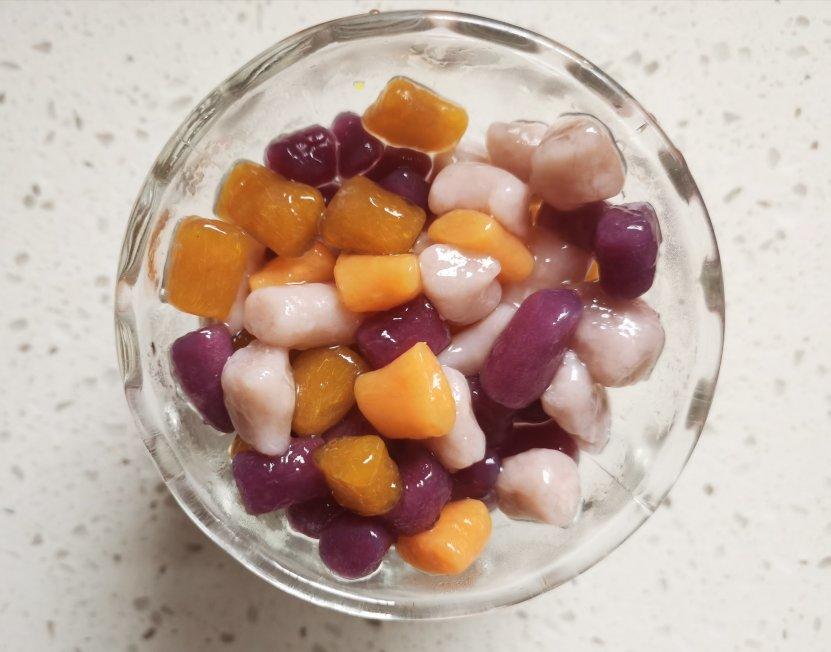 深蓝蔚空做的三色芋圆