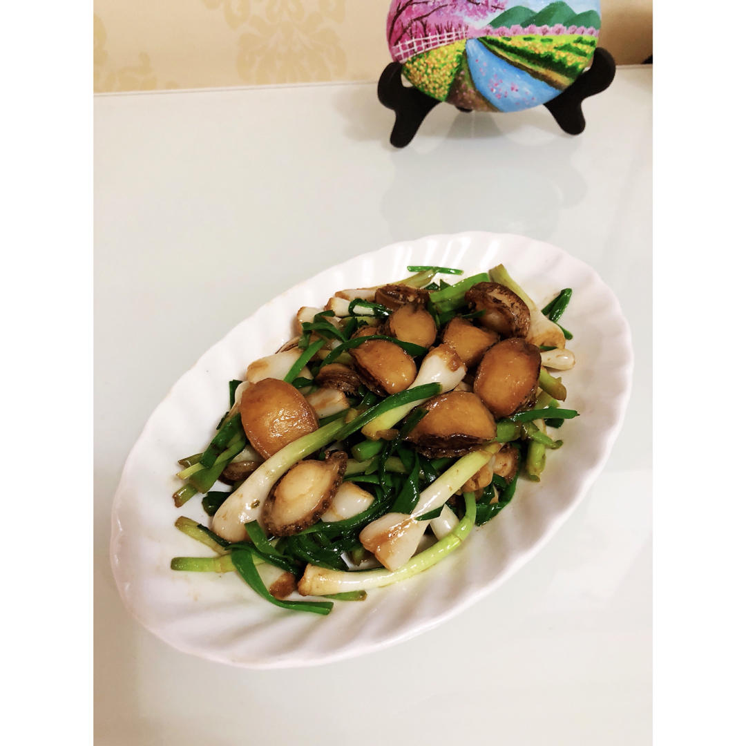 零厨艺蒜苗炒小鲍鱼