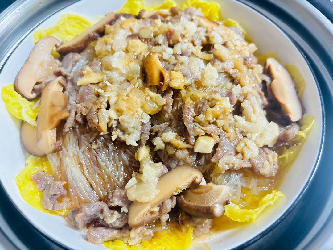 懒人下饭神器，蒜蓉蒸粉丝金针菇娃娃菜