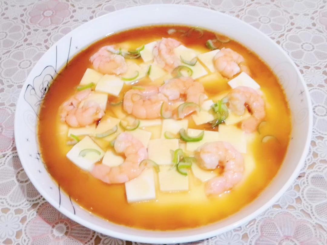 虾仁豆腐蒸水蛋
