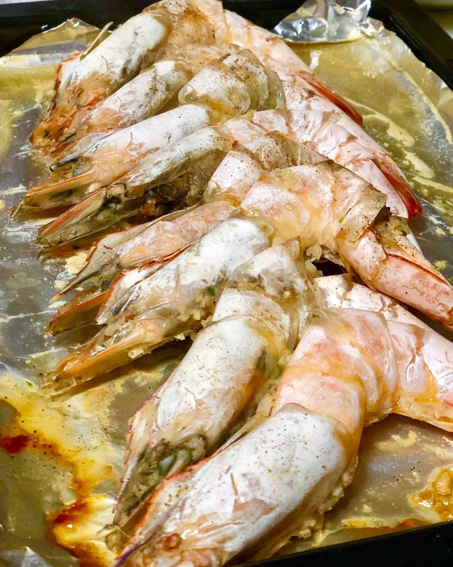 黑胡椒烤大虾（烤箱）