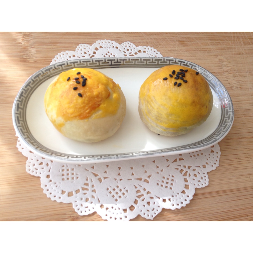 蛋黄酥~紫薯、抹茶、原味~花好月圆，中秋快乐~内附一次做六色蛋黄酥方法~