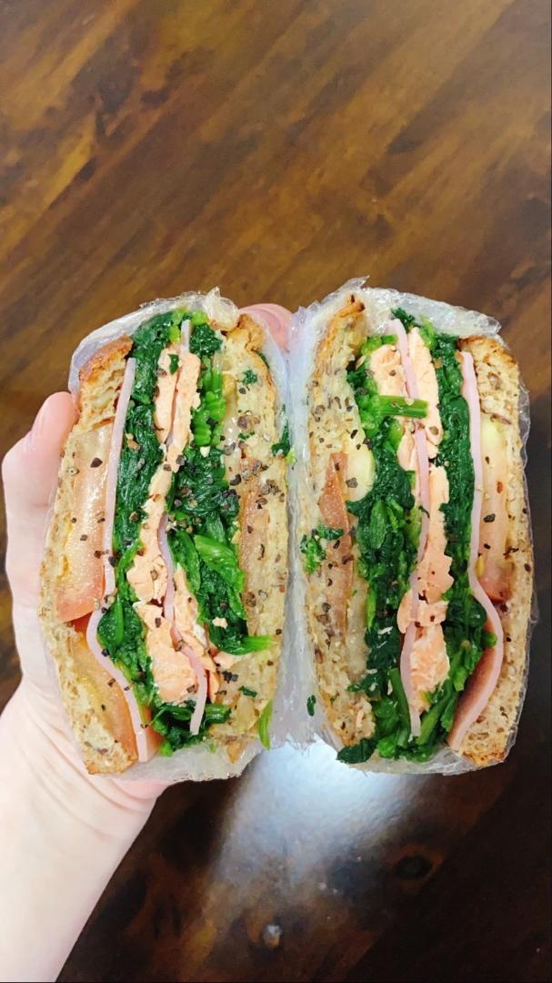 全麦三文鱼菠菜三明治 附超详细的包三明治大法｜#Healthybreakfast#