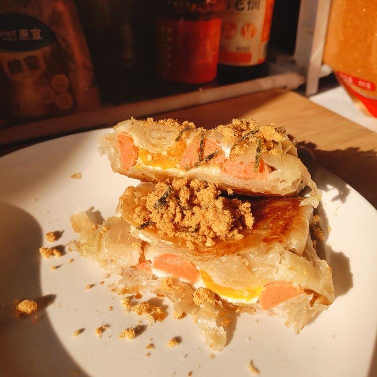 5分钟就能搞定的手抓饼早餐，酥到掉渣～