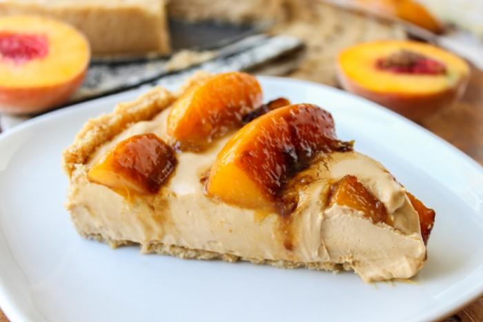 免烤炼奶焦糖黄桃芝士蛋糕No Bake Dulce de Leche Cheesecake with Caramelized Peaches