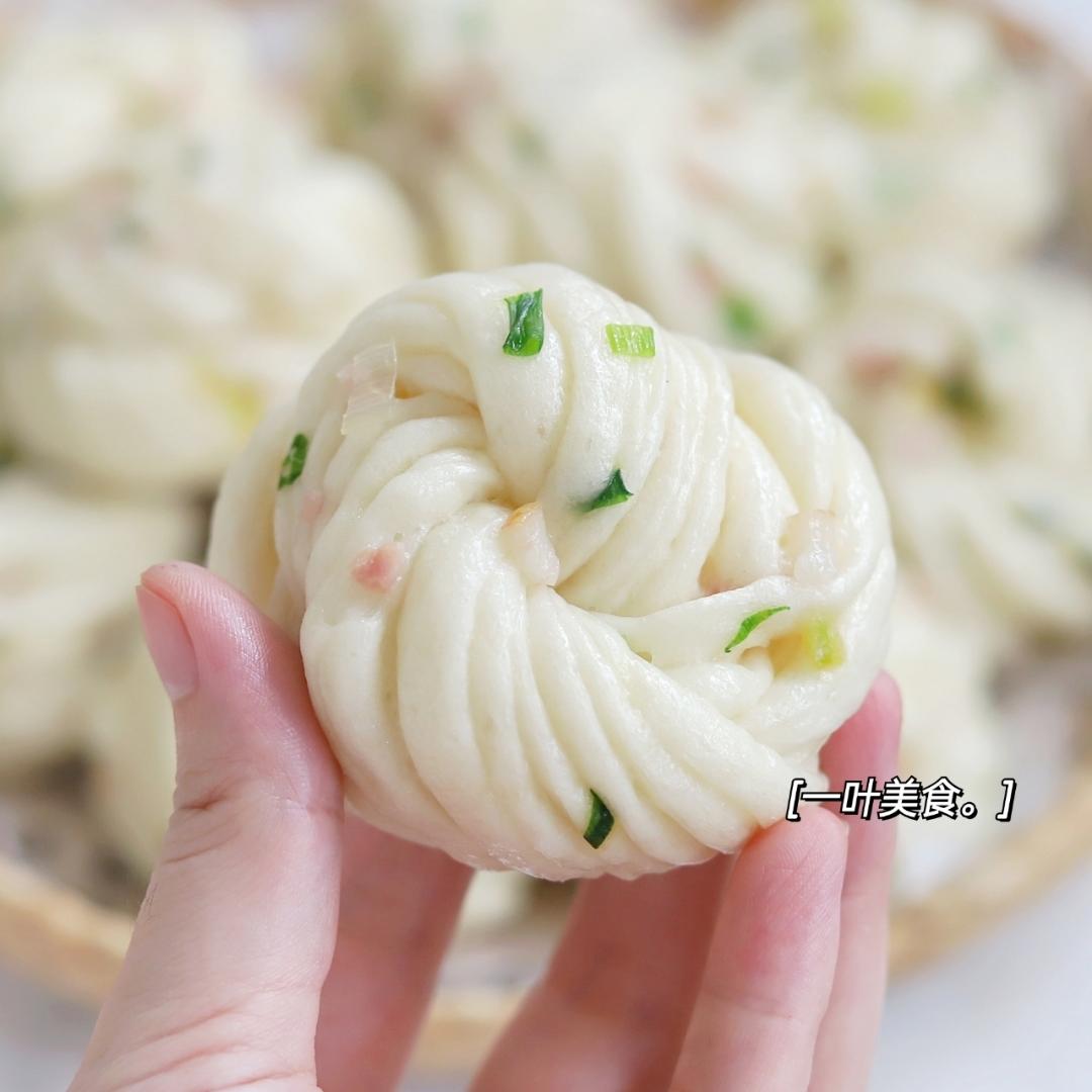 葱花培根花卷，一次发酵｜花样面食早餐