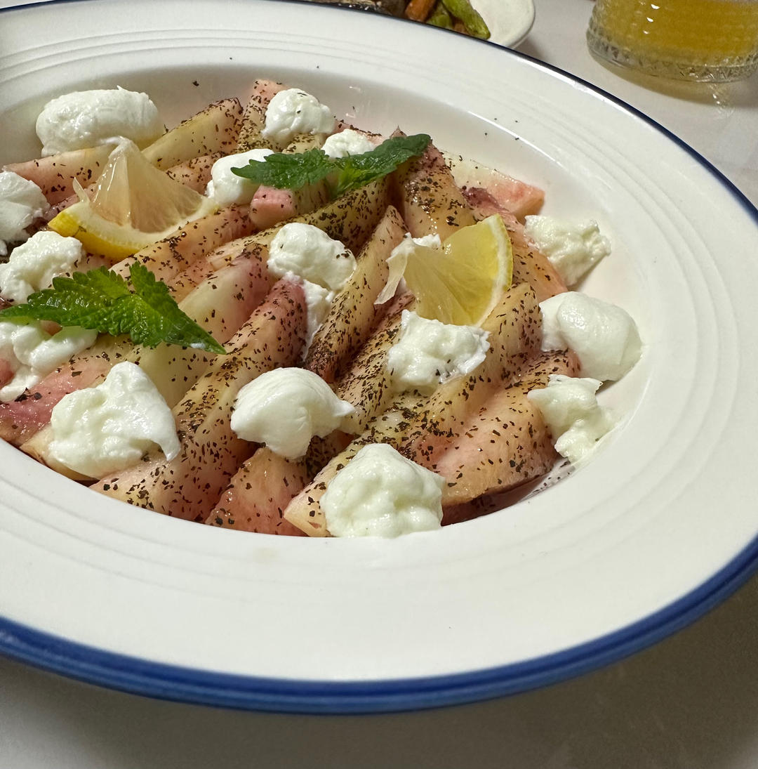 夏日轻食🍑伯爵茶渍桃子奶酪沙拉