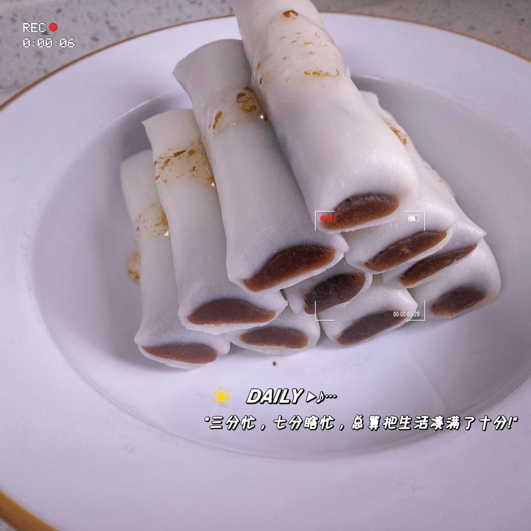 十分钟搞定超正宗的桂花条头糕，零失败！过夜不变硬，豆沙糯米卷