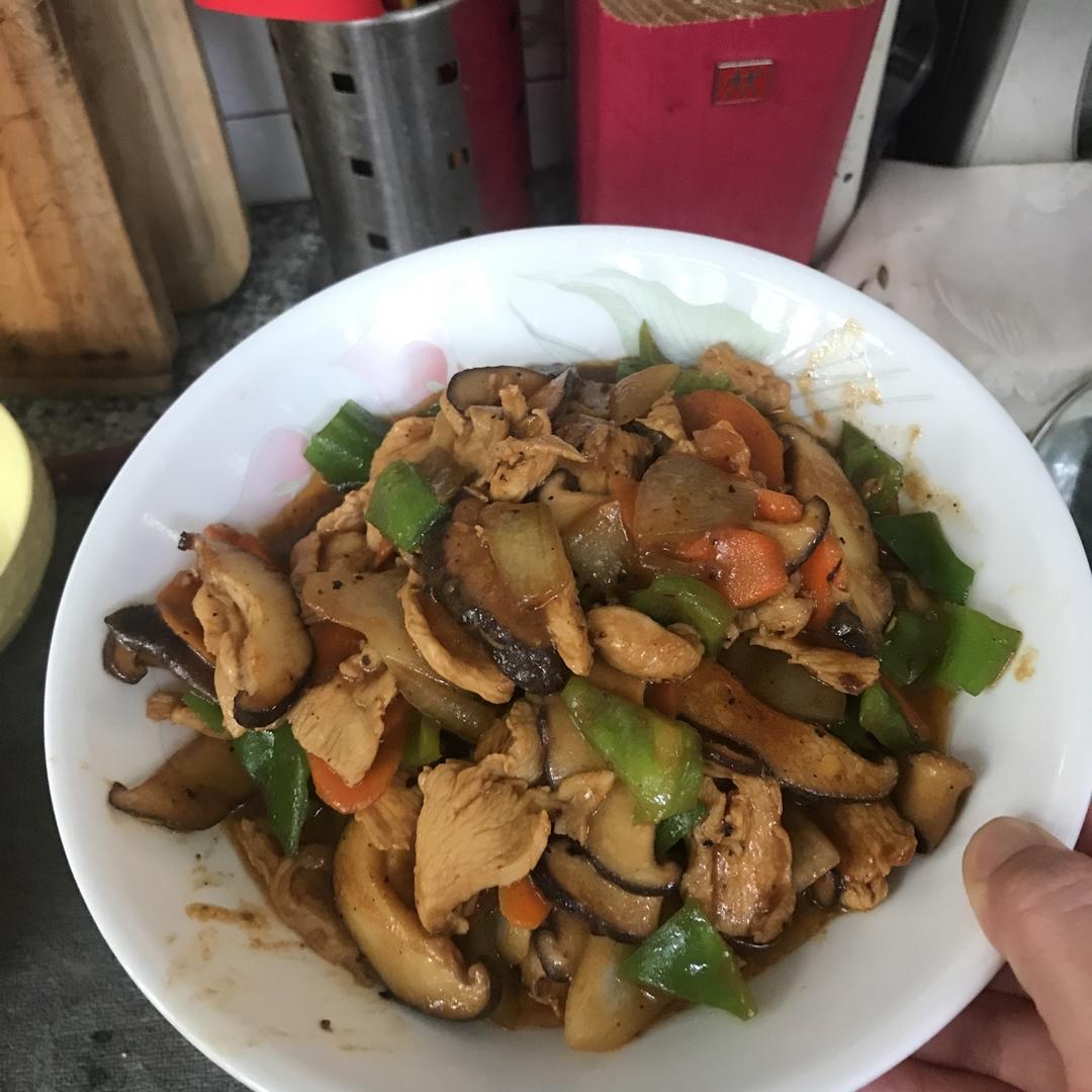 黑胡椒杏鲍菇配鸡胸肉