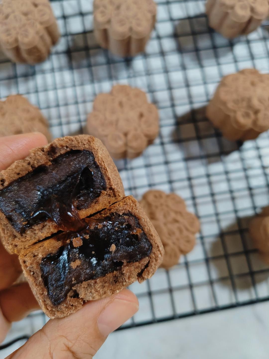 提拉米苏焦糖麻薯可可奶酥月饼｜一口沦陷｜曲奇口感｜香酥掉渣