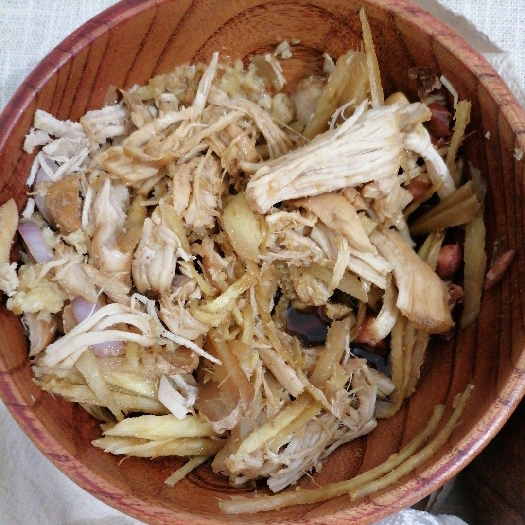 晚饭。手撕鸡
