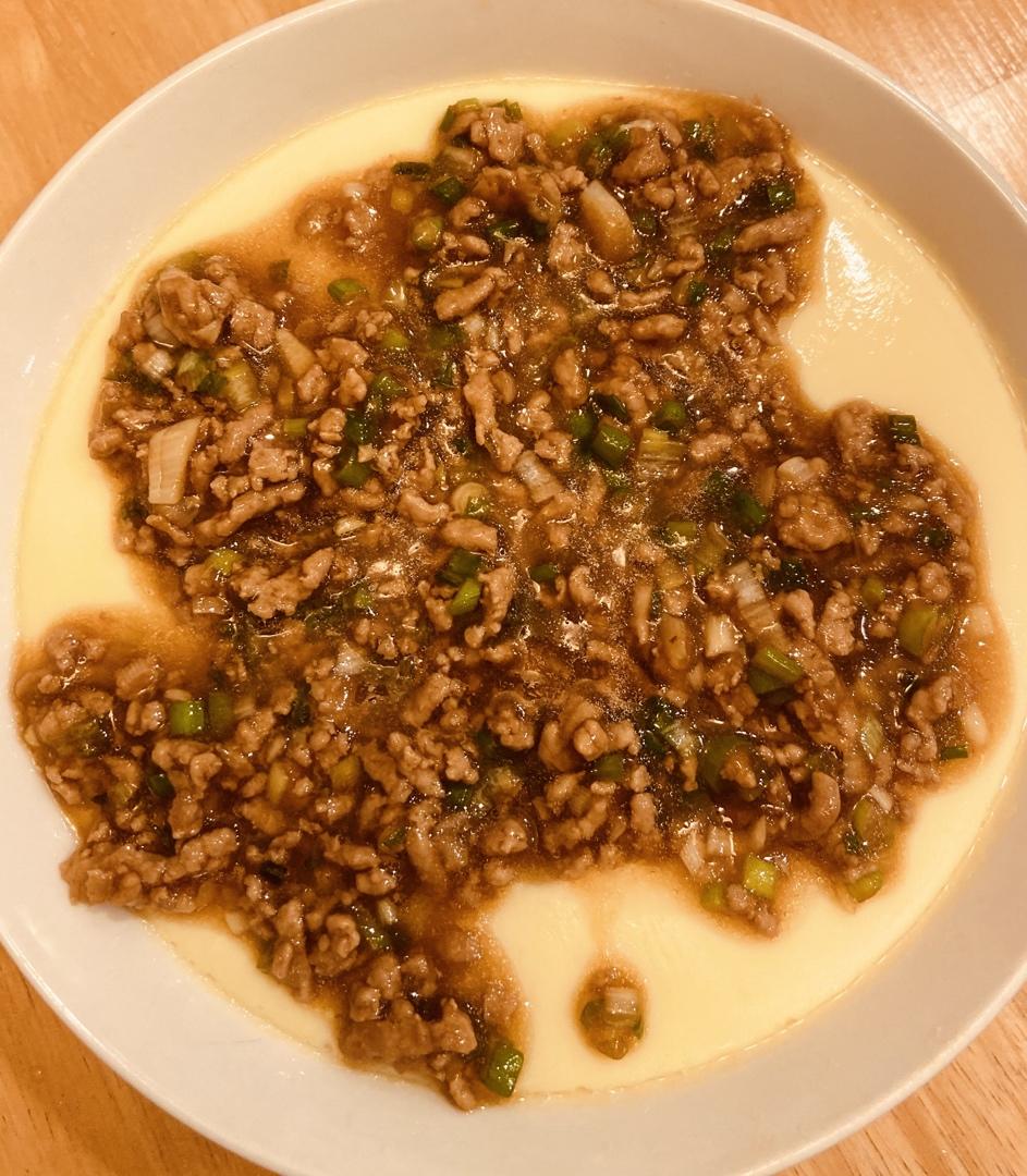 巨嫩滑肉末蒸蛋 大人小孩都爱吃