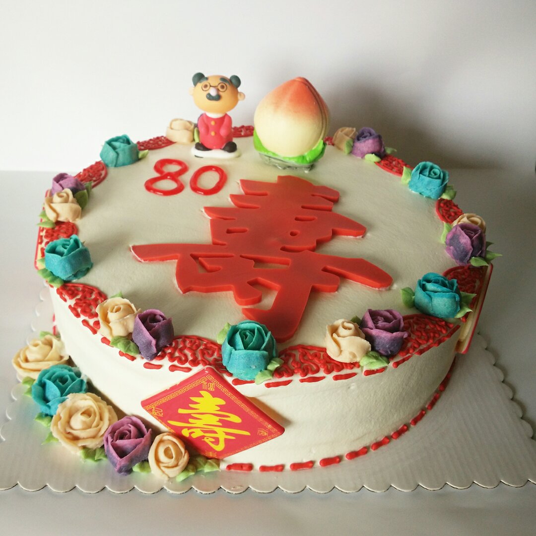 心之所至做的单层贺寿蛋糕