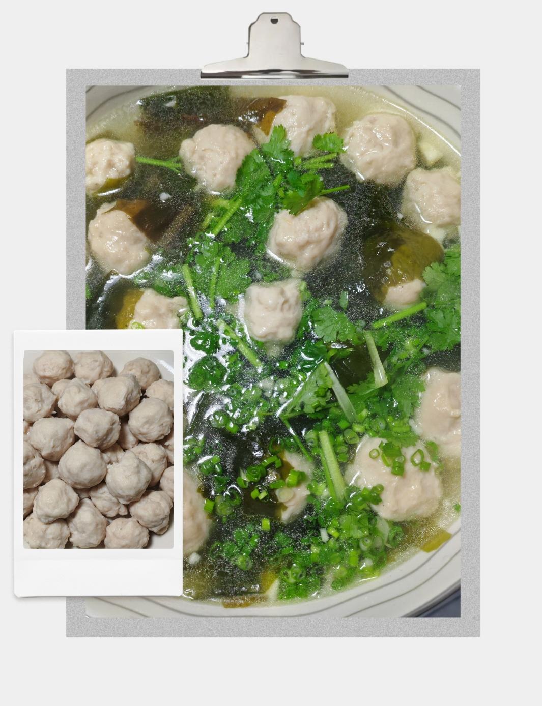 做Q弹猪肉丸、煮裙带菜肉丸汤的做法