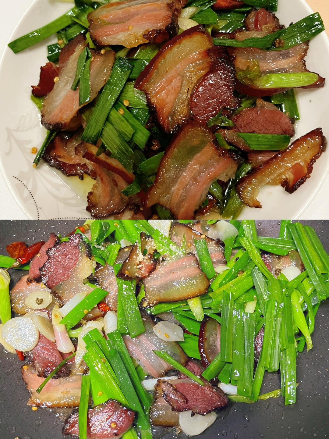 香喷喷的蒜苗炒腊肉！