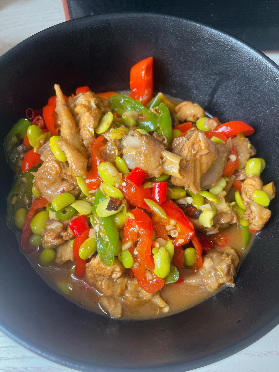 家常菜毛豆烧鸡腿