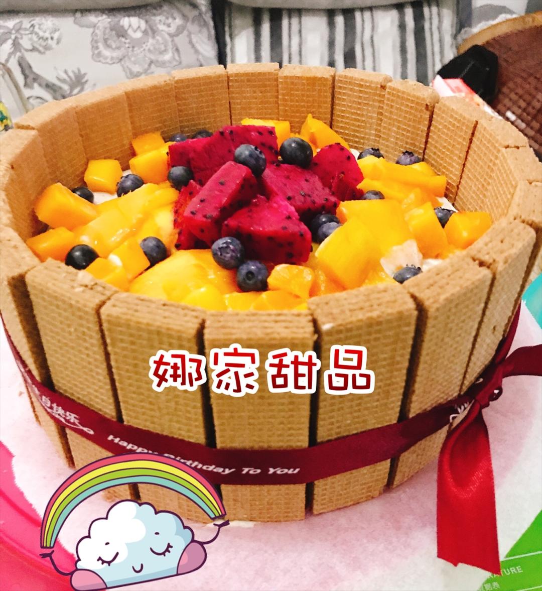 生日蛋糕教程【威化饼干围边】