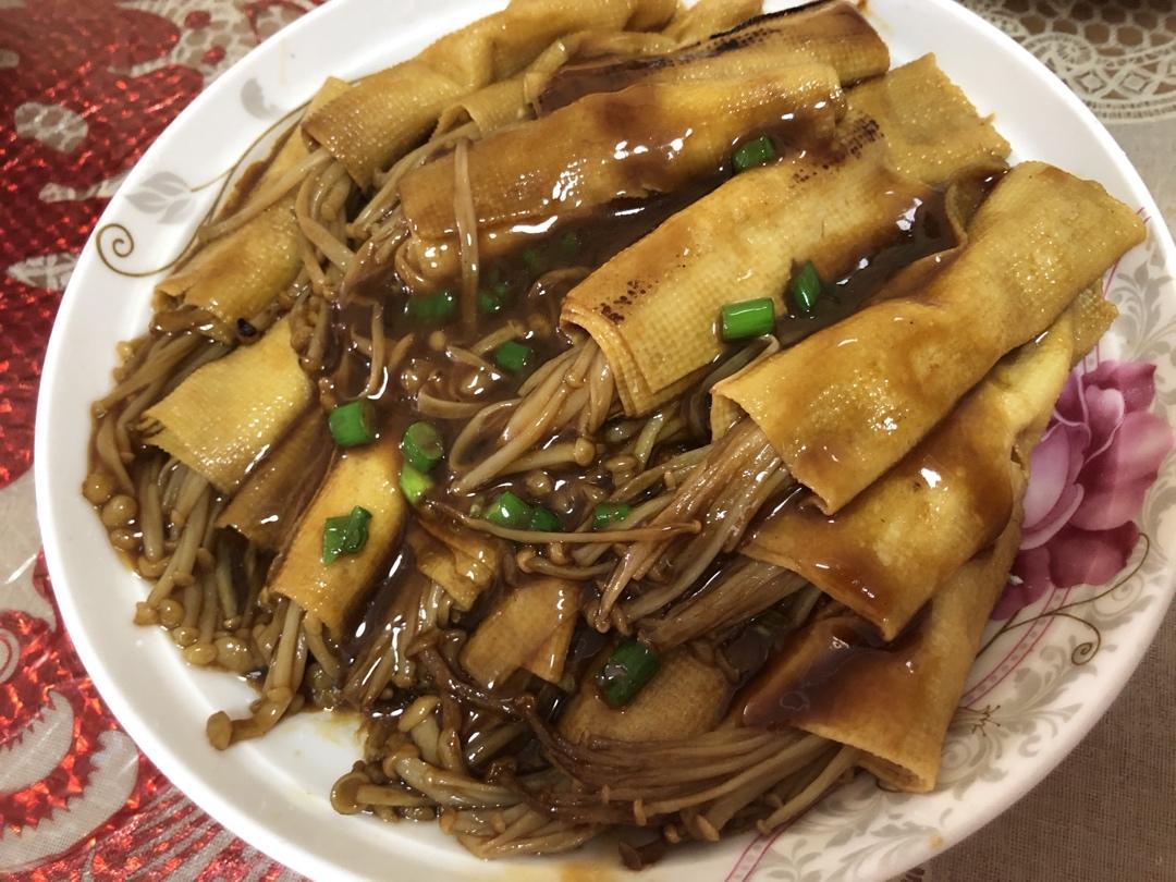 比肉还好吃的金针菇豆皮卷