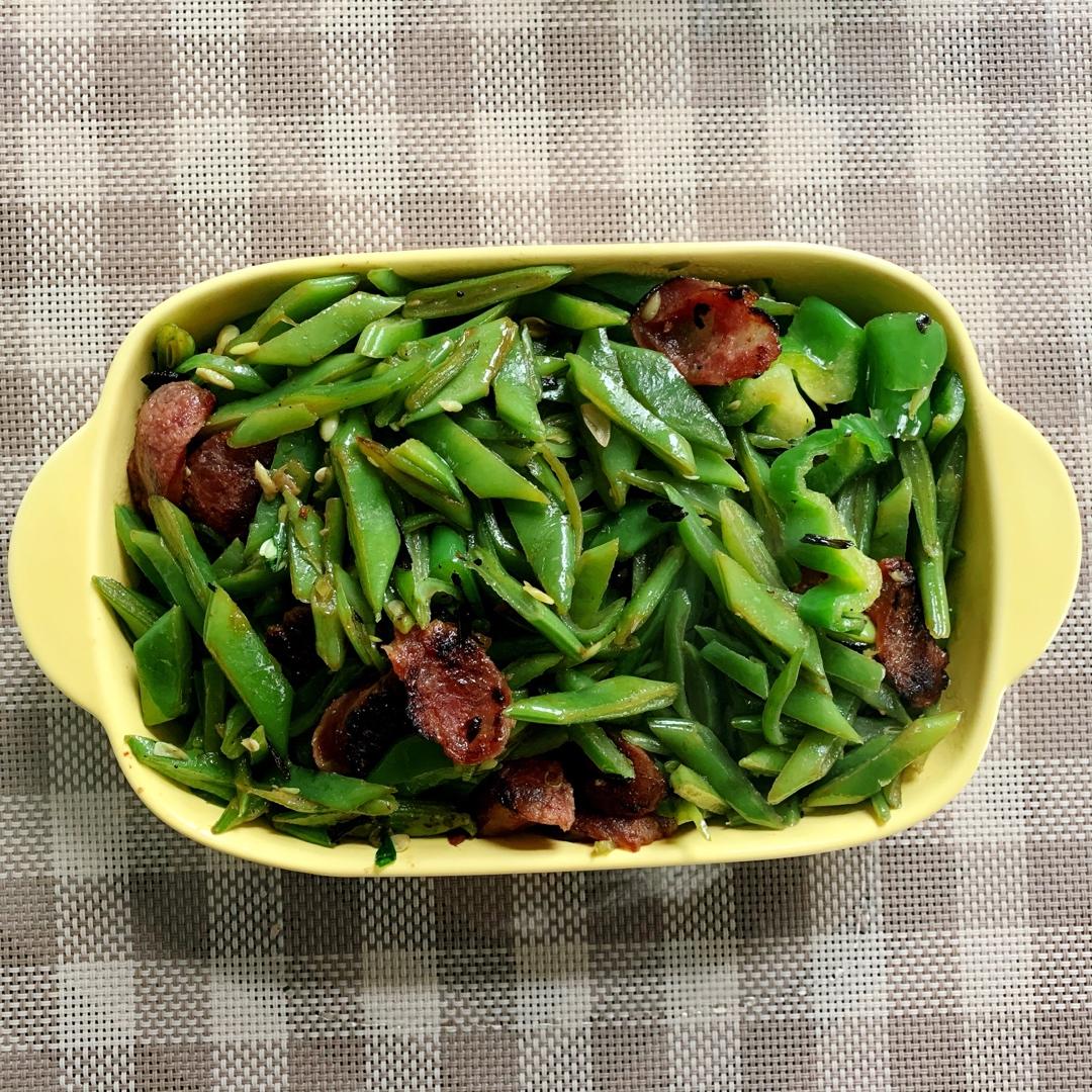 ㊙️腊味‼️四季豆炒腊肠‼️美味家常