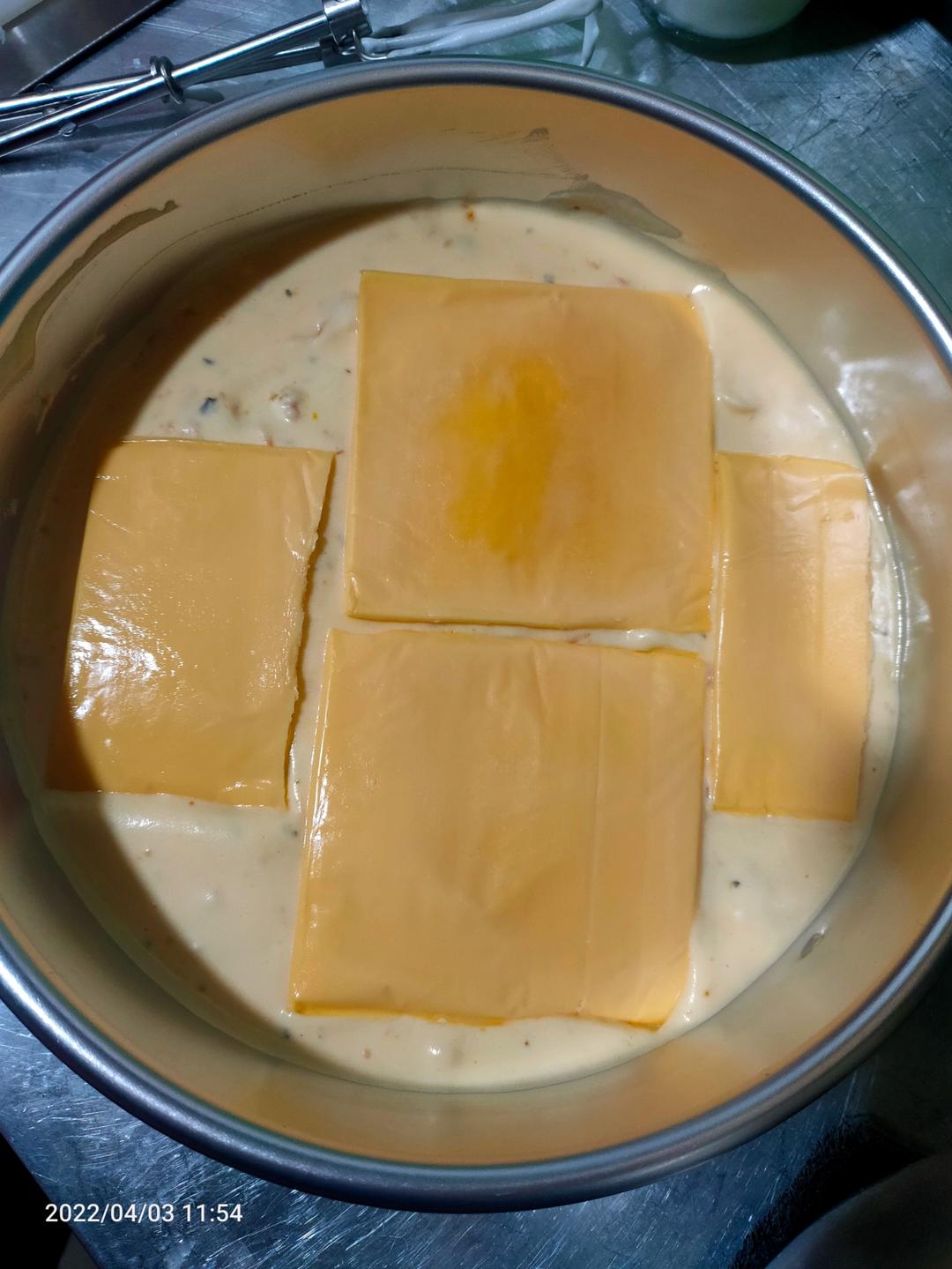 香葱肉松爆浆芝士戚风蛋糕