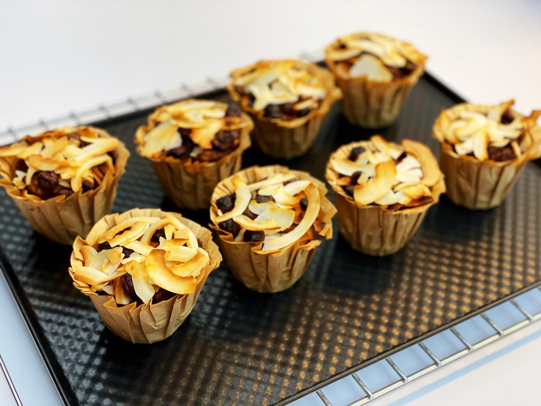 无油无糖无面粉
肉桂巧克力香蕉杏仁小蛋糕