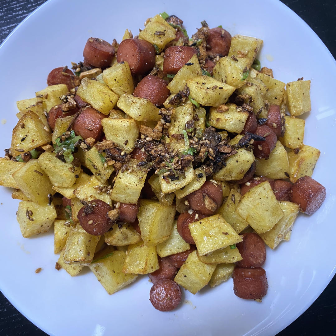 孜然土豆火腿肠 香辣过瘾还便宜！