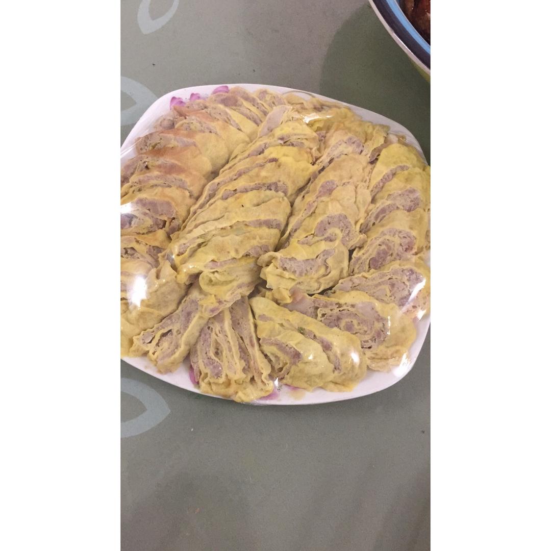 老爸的手艺---蒸肉蛋卷