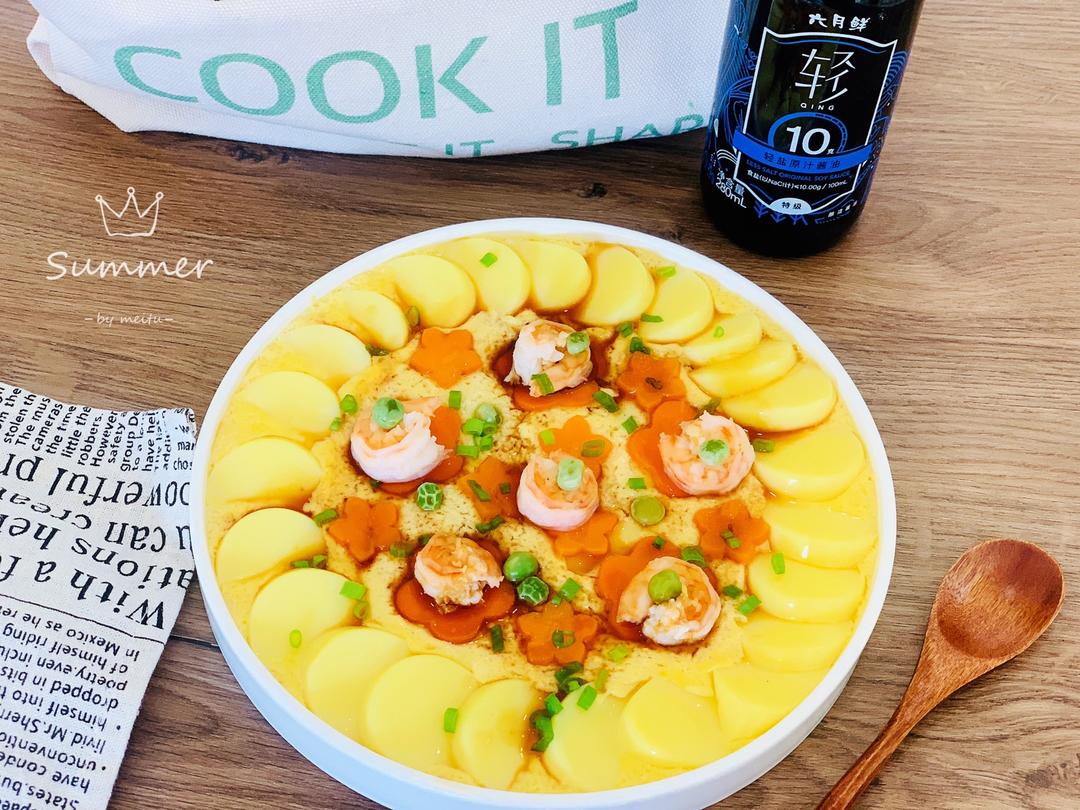 玉子豆腐虾仁蒸蛋的做法