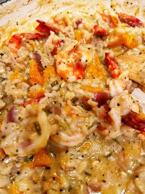 南瓜海虾意大利烩饭—就爱这有个夹生的饭的做法 步骤9