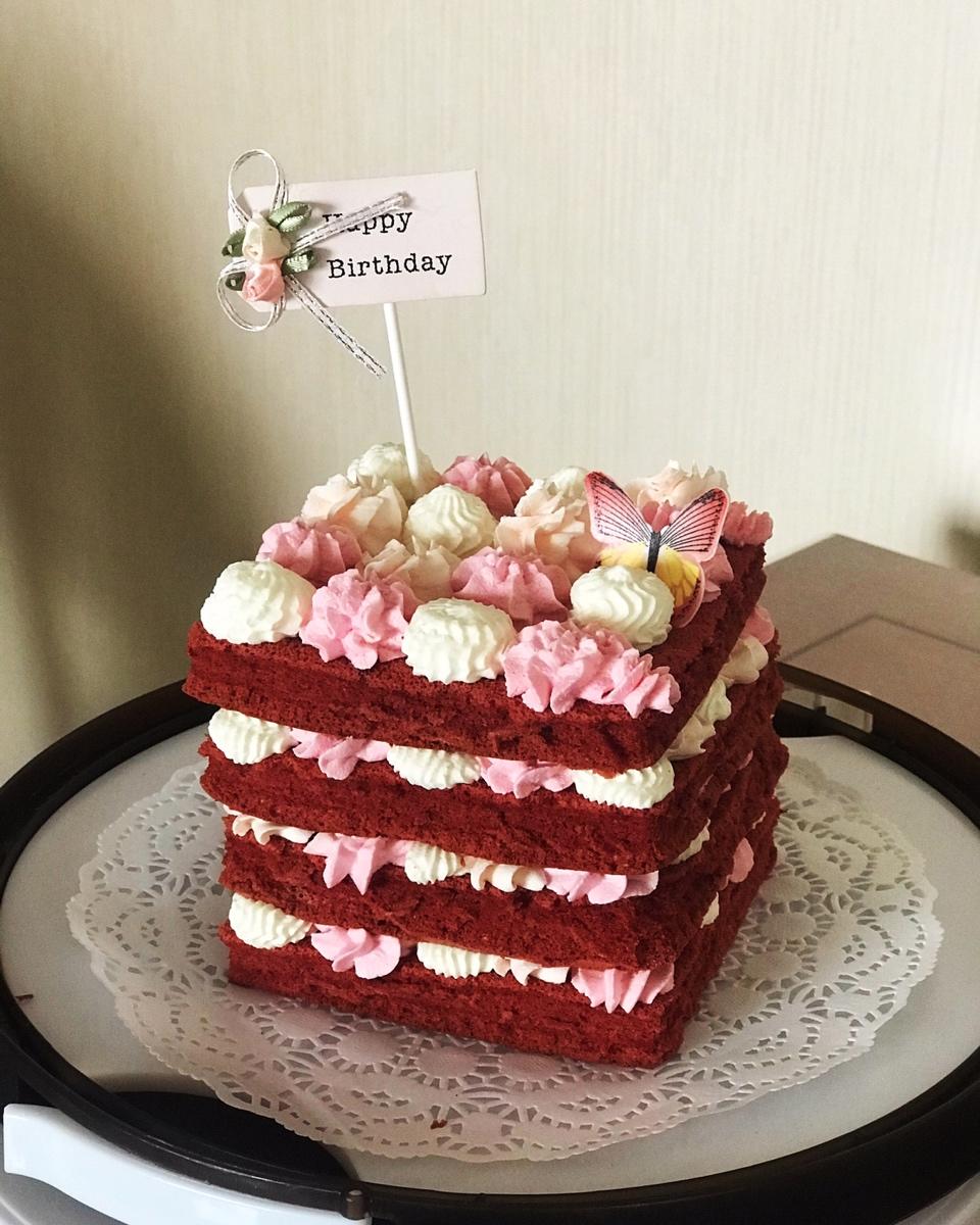 红丝绒圣诞生日蛋糕（戚风蛋糕胚）