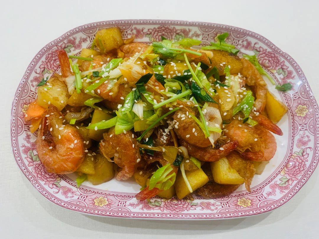土豆炒虾仁