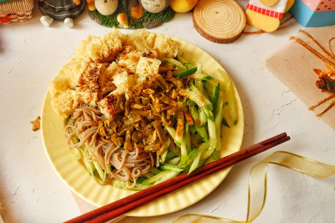 花生酱烤麸荞麦凉面——素食【健康一锅端】