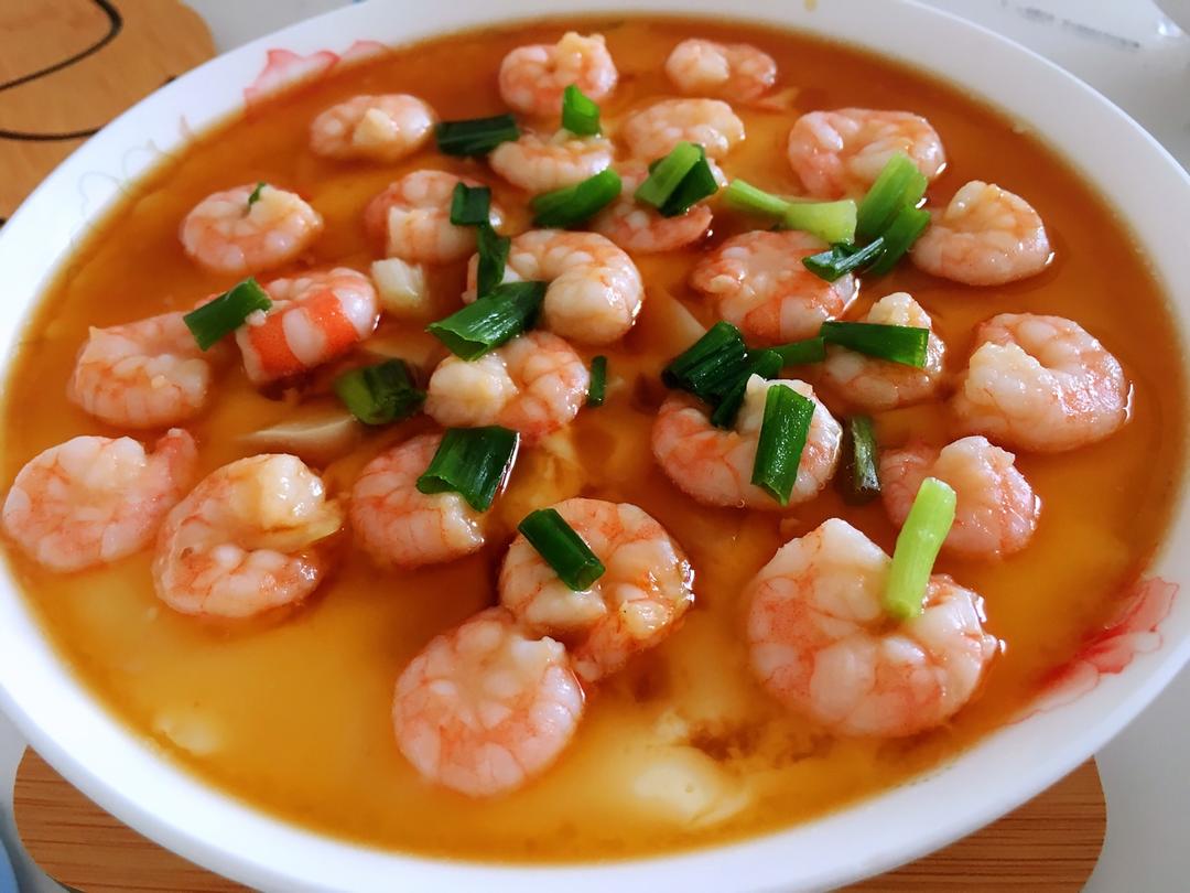 虾仁豆腐蒸水蛋