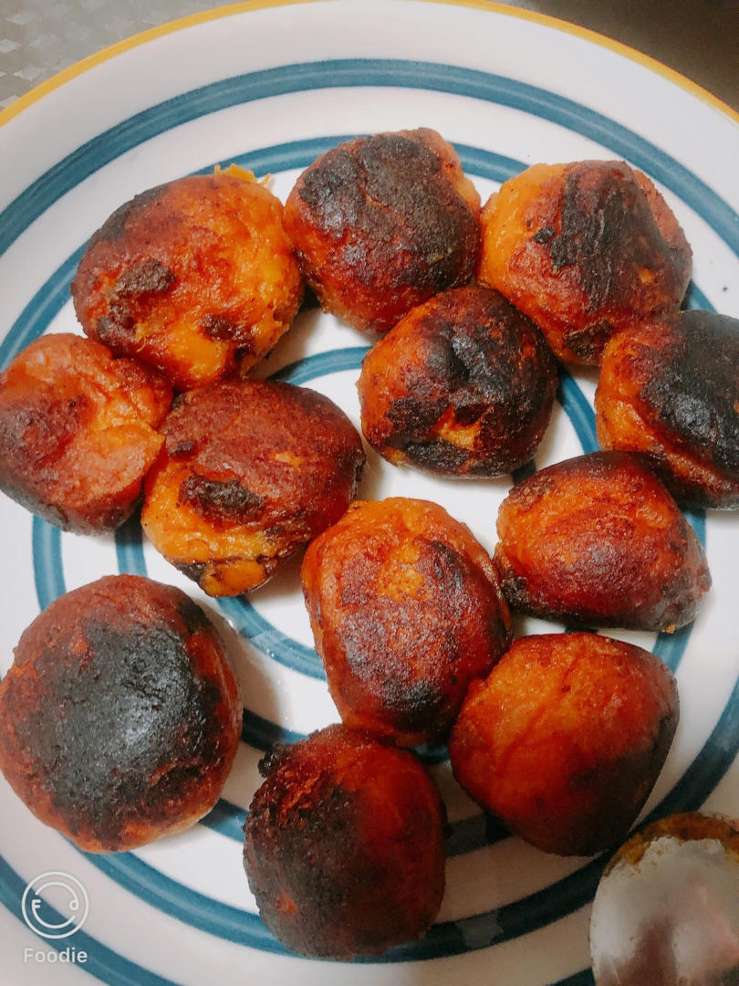 妈妈教炸的红薯丸子