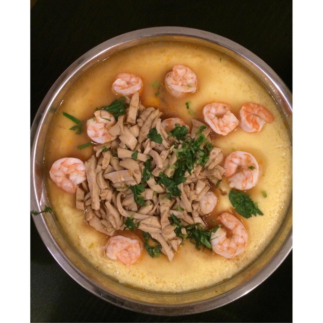 虾仁豆腐蒸水蛋