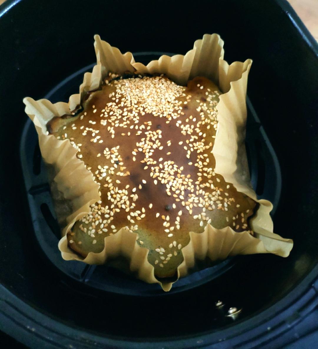 爆浆黄桃酸奶黑芝麻糊蛋糕（空气炸锅）