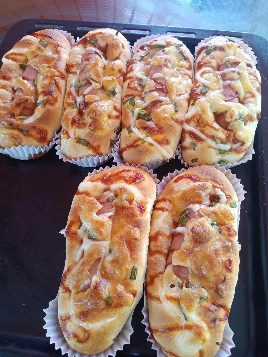 超松软的一发芝士香葱火腿沙拉面包|柔软拉丝|新手友好